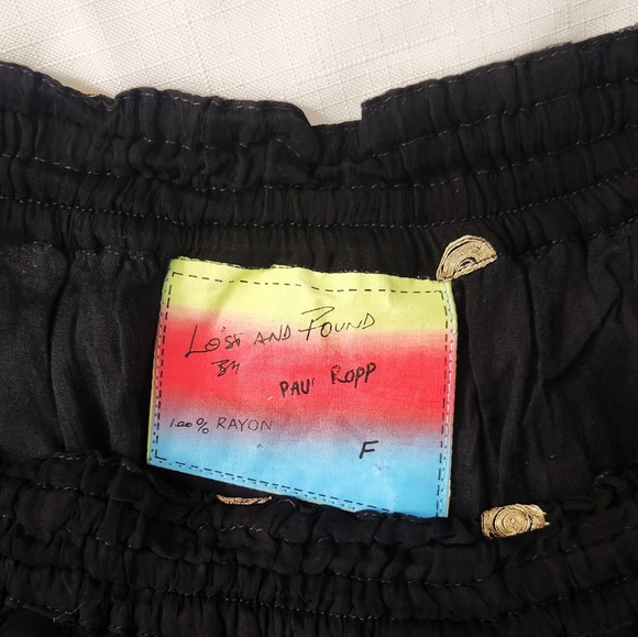 Lost and Found X Paul Ropp 100% Rayon Black and Gold Gypsy Boho style Skirt Mult - Picture 6 of 14